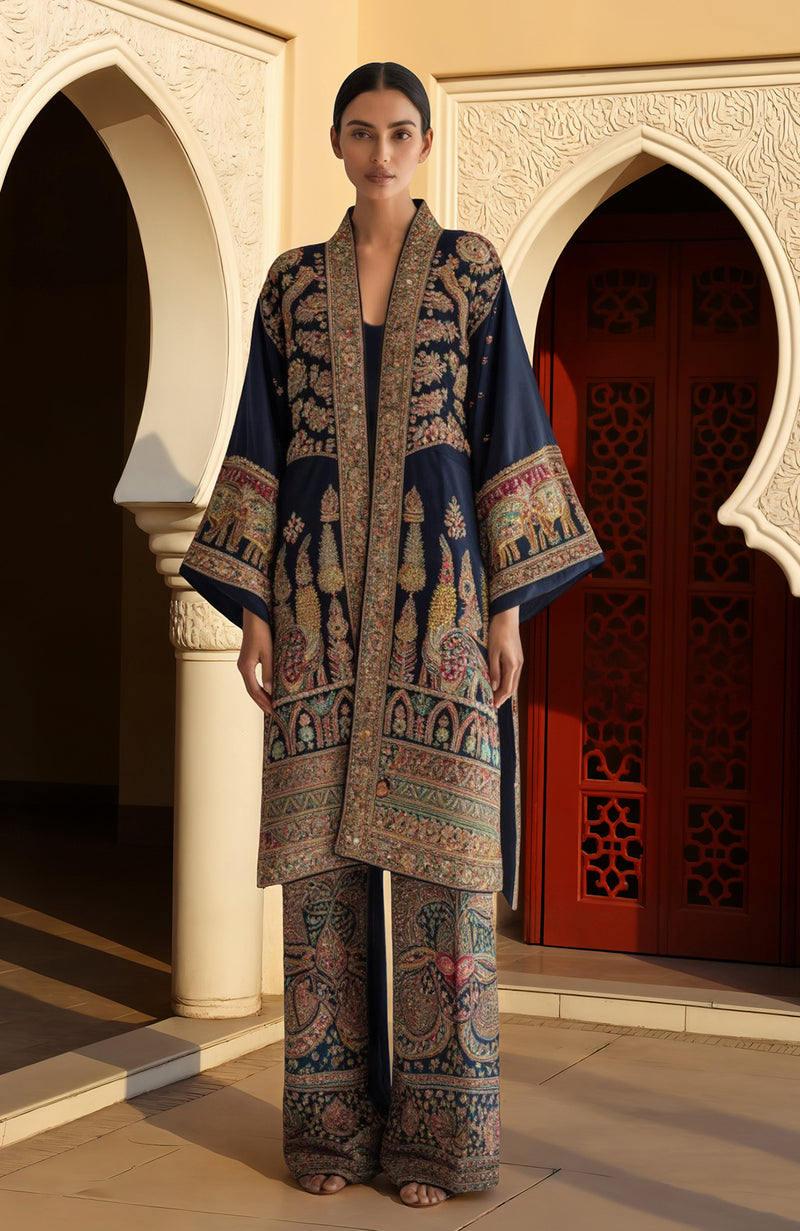 Masterpiece Midnight Majesty Embroidered Kimono Jacket Set