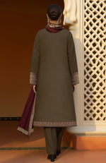 Opulent Olive Paisley Embroidered Jacket Set
