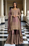 Dusty Mauve Gold Embroidered Gharara set