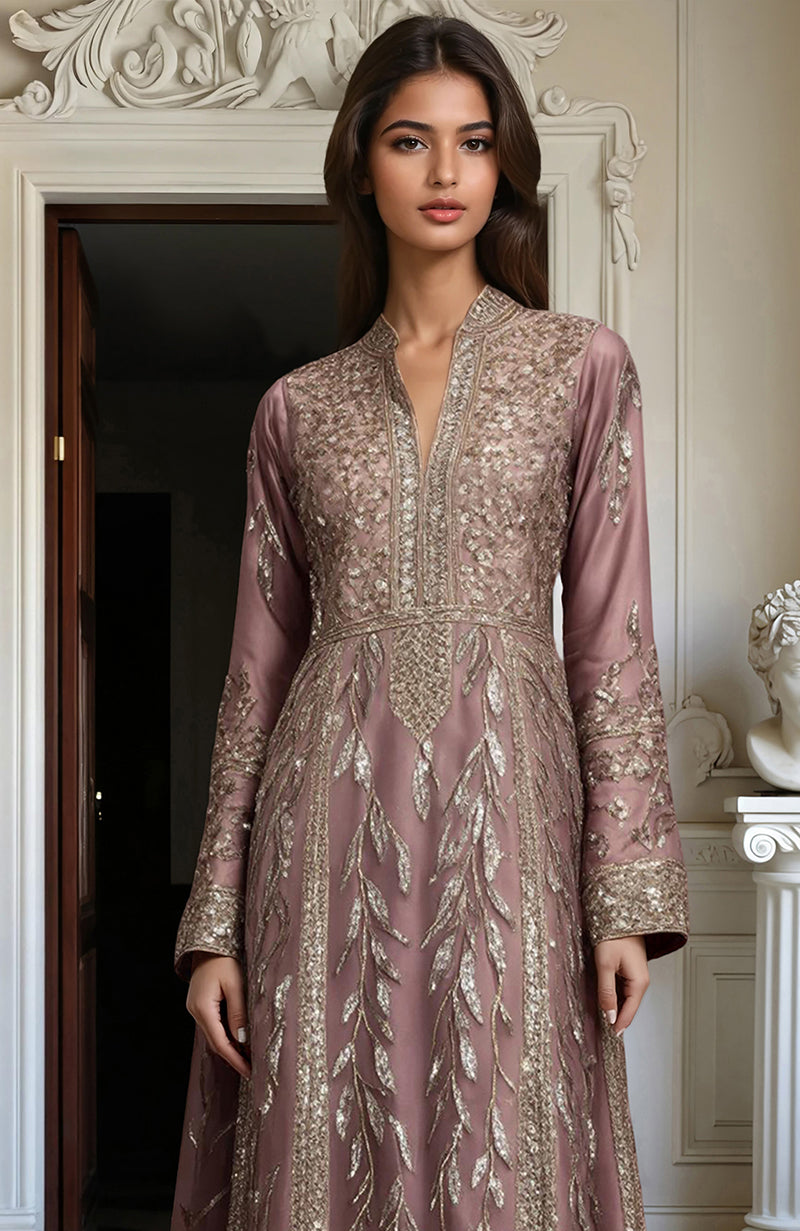 Muted Mauve Embroidered Kurta set