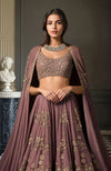 Deep Mauve Gold Embroidered Lehenga Set