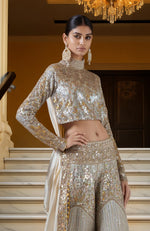 Royal Radiance Silver and Gold Sequin Hand Embroidered Sharara Set
