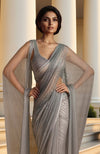 Moonlit Elegance Hand Embroidered Draped Saree With Cape