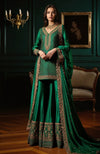 Emerald Green Gold Embroidered Sharara set