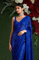 Celestial Sapphire Sequin Embroidered Saree