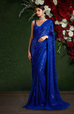 Celestial Sapphire Sequin Embroidered Saree