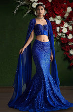 Sapphire Sequin Embroidered Corset Mermaid Lehenga Set