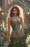 Enchanted Blossom Green Corset Lehenga