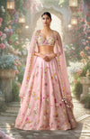 Blush Pink Floral Embroidered Lehenga Set