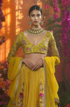 Marigold Yellow Floral Embroidered Lehenga Set