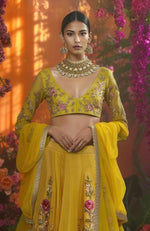 Marigold Yellow Floral Embroidered Lehenga Set