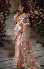 Blush Pink Kashidakari Embroidered Saree