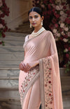 Blush Pink Parsi Gara Beads & Sequin Embroidered Saree