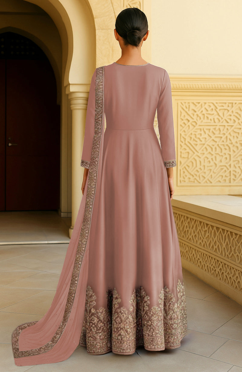 Blush Pink Resham Zari & Sequin Embroidered Anarkali Set