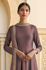Dusty Lilac Resham Zari & Sequin Embroidered Anarkali Set