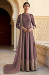 Dusty Lilac Resham Zari & Sequin Embroidered Anarkali Set