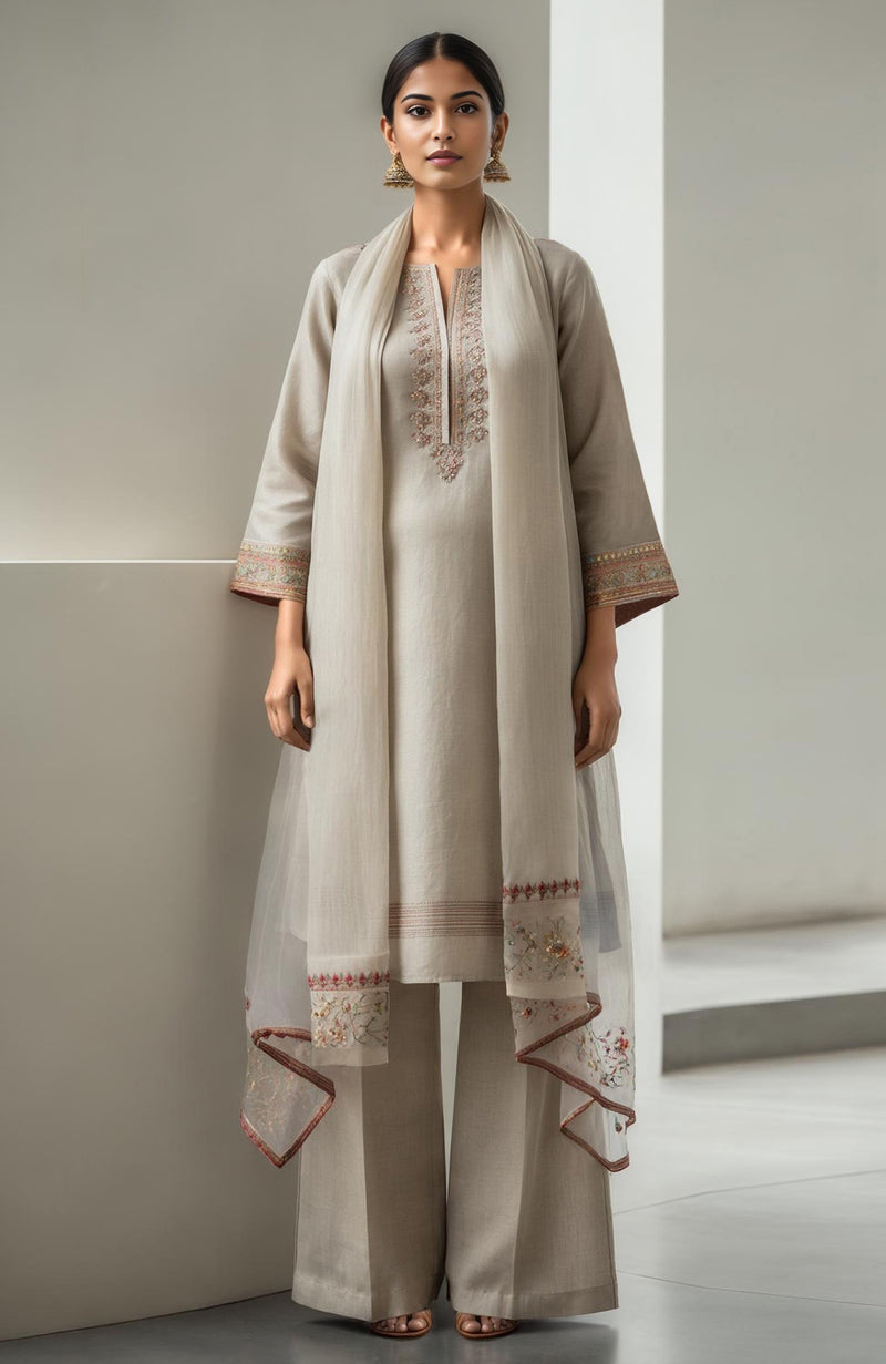 Ivory Smoke Embroidered Kurta Set