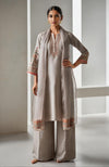 Taupe Beige Embroidered Kurta Set