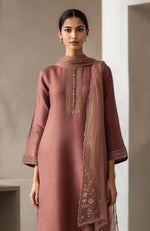Muted Rosewood Embroidered Kurta Set