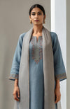 Powdered Indigo Embroidered Kurta Set