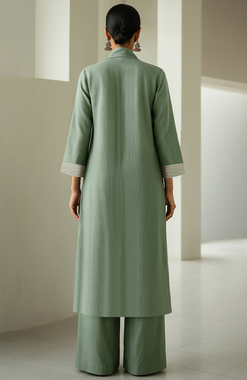 Eucalyptus Green Embroidered Kurta Set