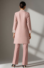 Blush Pearl Embroidered Straight Kurta Set with Palazzo Pants | Modern Chikankari-Inspired Ensemble