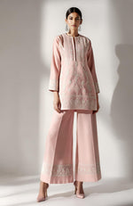 Blush Bloom Embroidered Short Kurta Set with Palazzo Pants | Modern Chikankari Inspired Ensemble