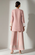 Blush Bloom Embroidered Short Kurta Set with Palazzo Pants | Modern Chikankari Inspired Ensemble