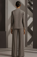 Ash Mocha Thread & Beads Embroidered Jacket Set
