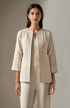 Champagne Ivory  Embroidered Jacket Set with Chikankari-Inspired Florals