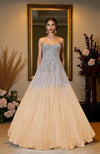 NAIRA- Ivory Crystal & Pearl Beads Hand Embroidered Princess Gown
