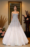 NAIRA- Pink Crystal & Pearl Beads Hand Embroidered Princess Gown