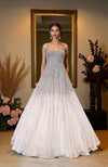 NAIRA- Mint Green Crystal & Pearl Beads Hand Embroidered Princess Gown