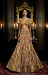 LAILA- Gold Hand Embroidered Lehenga Set With Cape