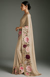 Rich Gold Peony and Roses Embroidered Saree