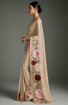 Rich Gold Peony and Roses Embroidered Saree