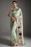 Rich Gold Peony and Roses Embroidered Saree