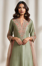 Sage Green Embroidered Kurta Set