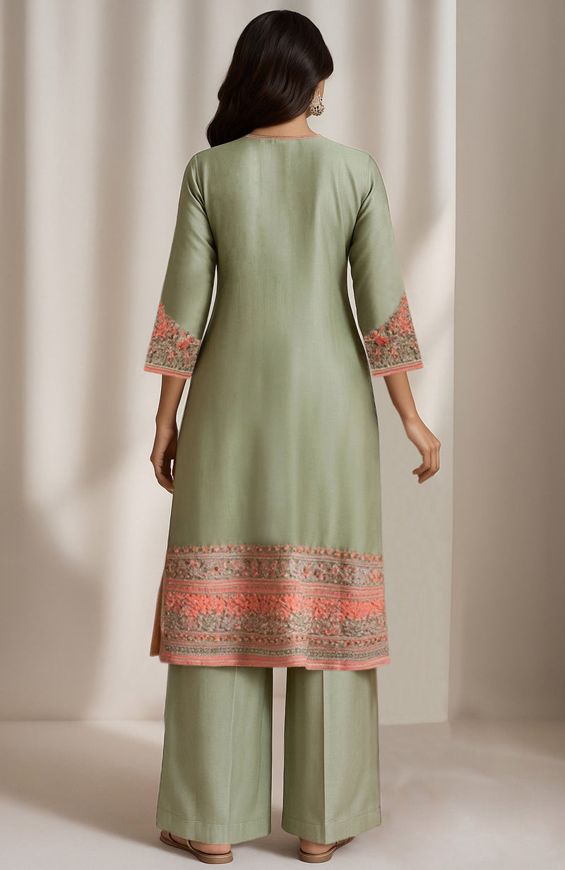 Sage Green Embroidered Kurta Set