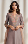 Mauve Grey Embroidered Kurta Set