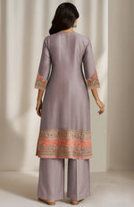 Mauve Grey Embroidered Kurta Set