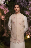 Ivory Kurta Set with Cream Floral Embroidered Bandi Jacket
