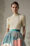 Floral Mist Pearl Embroidered Skirt Set