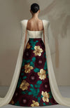 Floralia Noir Pearl Embroidered Floral Skirt Set