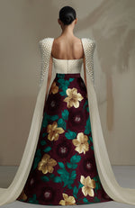Floralia Noir Pearl Embroidered Floral Skirt Set