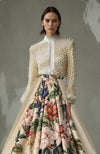 Pearl Tropica Embroidered Floral Skirt Set