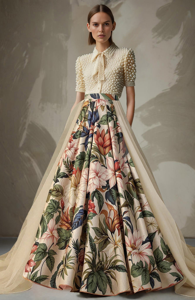 Floravera Pearl Embroidered Skirt Set