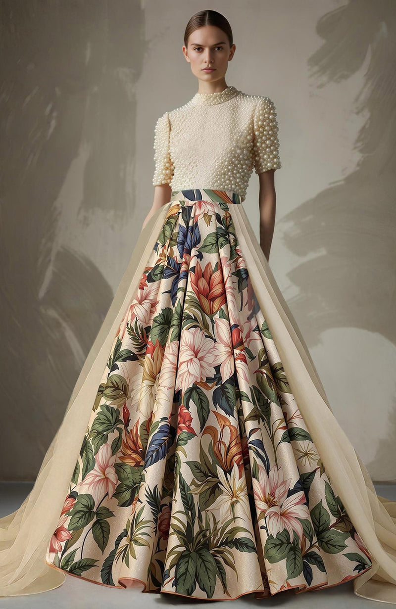 Eden Bloom Pearl Embroidered Skirt Set