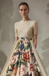 SereniFlora Pearl Embroidered Floral Skirt Set