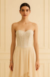 Champagne Grace Pearl and Bead Embroidered Gown